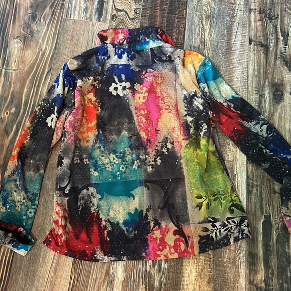 Chico’s sparkly multicolored polyester zip jacket size 1 preloved - Picture 6 of 7